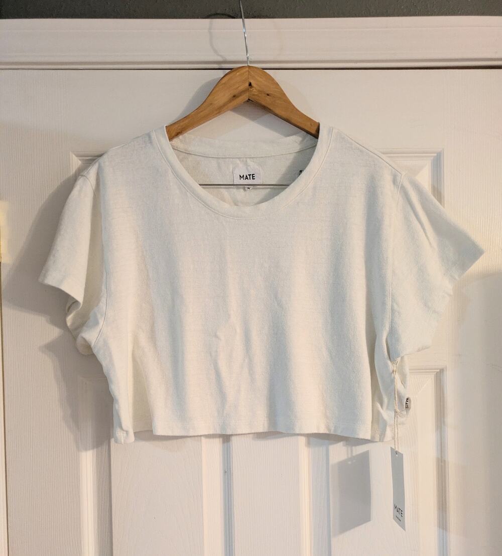 MATE The Label Organic Hemp Relaxed Crop T-shirt White